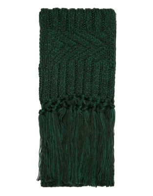 Topshop Cable Knit Scarf - GREEN