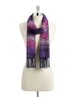 Lord & Taylor Paisley Print Stripe Scarf - MUTED BERRY