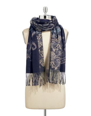 Lord & Taylor Oversized Paisley Scarf - NAVY
