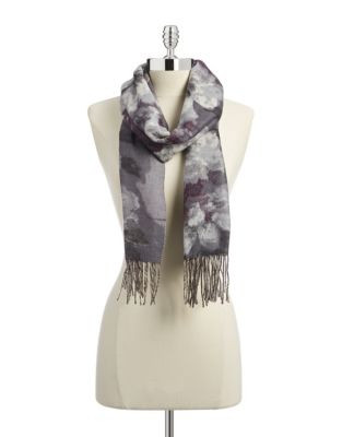 Lord & Taylor Watercolour Floral Scarf - GREY