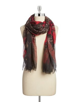 Lord & Taylor Multi-Print Scarf - RED