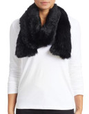 Surell Long Haired Rabbit Scarf - BLACK