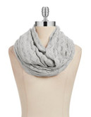 Echo Scalloped Knit Crochet Scarf - LIGHT GREY HEATHER