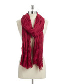 Lord & Taylor Frayed End Crinkled Pashmina - RED