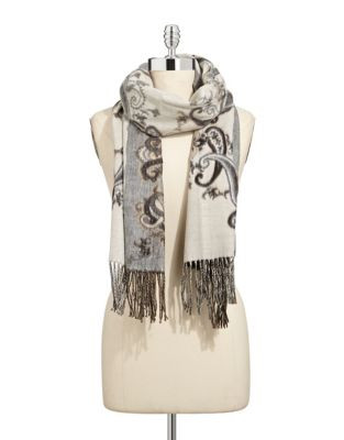 Lord & Taylor Oversized Paisley Scarf - CREAM