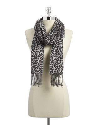 Lord & Taylor Classic Animal Scarf - CHARCOAL