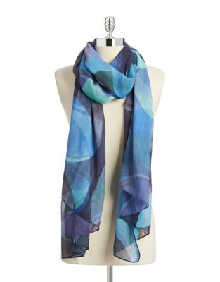 Echo Overlapping Circle Print Scarf - ELECTRIC BLUE
