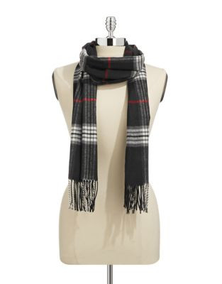 Lord & Taylor Classic Fraas Plaid Scarf - BLACK