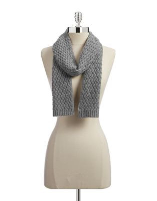Lord & Taylor Basketweave Cashmere Scarf - GREY HEATHER