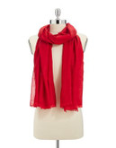 Lord & Taylor Wool-Silk Blend Wrap Scarf - CLASSIC RED