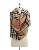Lord & Taylor Classic Plaid Wrap Scarf - CAMEL