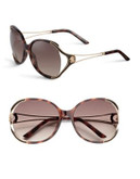 Roberto Cavalli Clerodendro RC669S Sunglasses - HAVANA, ROSE GOLD WITH CHOCOLATE LEATHER