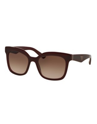 Prada Hertiage Logo Square Sunglasses - OPAL BORDEAUX ON BORDEAUX