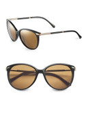 Burberry 58mm Wire Temple Round Sunglasses - BLACK/GOLD MIRRORED LENSES