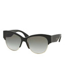 Prada 56mm Semi-Rimless Sunglasses - BLACK