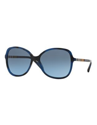 Burberry Check Block 56mm Butterfly Sunglasses - NAVY
