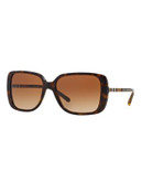 Burberry Check Block 57mm Square Sunglasses - HAVANA
