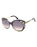 Roberto Cavalli Feminine Round Sunglasses - SHINY BLACK