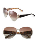 Roberto Cavalli RC901S 63mm Rimless Butterfly Sunglasses - SHINY ROSE GOLD WITH BLACK/LEOPARD TEMPLES
