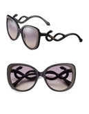 Roberto Cavalli RC911S 56mm Square Sunglasses - SHINY BLACK WITH GLITTER