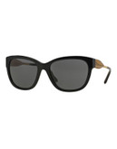 Burberry Gabardine 57mm Square Sunglasses - BLACK
