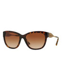 Burberry Gabardine 57mm Square Sunglasses - TORTOISE