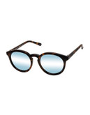 Le Specs Palazzo 51mm Round Sunglasses - TORTOISE/BLUE