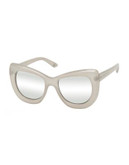 Le Specs Queenie 51mm Cat-Eye Sunglasses - ECRU/SILVER