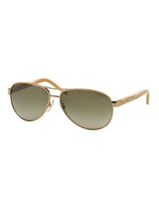 Ralph By Ralph Lauren Eyewear Pilot Shape Sunglass - GOLD/CREAM