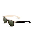 Ray-Ban New Wayfarer Sunglasses - BLACK ON BEIGE (875) - 55 MM