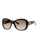 Gucci GG3644/S Oval Modified Sunglasses - SHINY BLACK