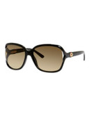 Gucci GG3646/S Rectangular Sunglasses - BLACK
