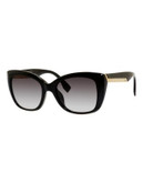 Fendi Rectangular 0019/S Sunglasses - BLACK CRYSTAL