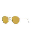 Ray-Ban Folding Wired Round Sunglasses-ARISTA GOLD/BROWN MIRRORED (001/93) - ARISTA GOLD/BROWN MIRRORED (001/93) - XX-SMALL