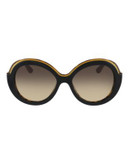 Ferragamo Round Sunglasses SF725S - BLACK HAVANA