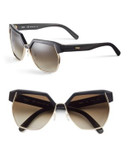 Chloé CE665S Hexagon Browline Sunglasses - MATTE BLACK