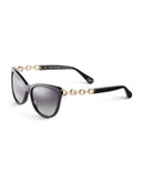 Diane Von Furstenberg Tortoise Link Cat-Eye Sunglasses - BLACK