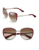 Dolce & Gabbana 57mm Butterfly Sunglasses - PEWTER/BORDEAUX