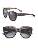 Dolce & Gabbana 49mm Round Leopard Sunglasses - TOP BLACK/LEOPARD