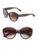 Dolce & Gabbana 56mm Round Cat-Eye Sunglasses - HAVANA