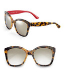Dolce & Gabbana 54mm Oversized Square Sunglasses - TOP HAVANA ON RED (MIRRORED)