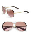 Michael Kors Chelsea 59mm Aviator Sunglasses - GOLD/DARK CHOCOLATE BROWN