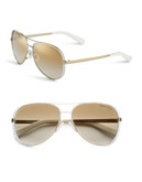Michael Kors Chelsea 59mm Aviator Sunglasses - WHITE/GOLD FADE (MIRRORED)
