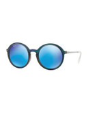 Ray-Ban Flash Mirror Round Sunglasses - BLUE MIRRORED - 50 MM