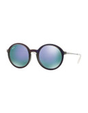 Ray-Ban Flash Mirror Round Sunglasses - VIOLET - 50 MM