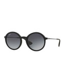 Ray-Ban Flash Mirror Round Sunglasses - RUBBER BLACK (622/8G) - 50 MM