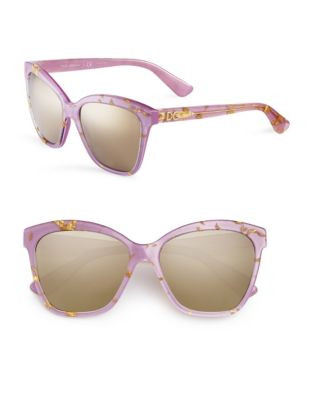 Dolce & Gabbana Gold Leaf 57mm Square Sunglasses - PURPLE