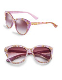 Dolce & Gabbana 56mm Flecked Cat-Eye Sunglasses - LEAF GOLD ON VIOLET