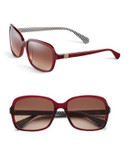 Diane Von Furstenberg 57mm Square Geo Print Sunglasses - RED
