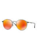 Ray-Ban Tech Light 49mm Round Sunglasses - CLEAR WITH ORANGE MIRRORED LENSES (6506Q) - 49 MM